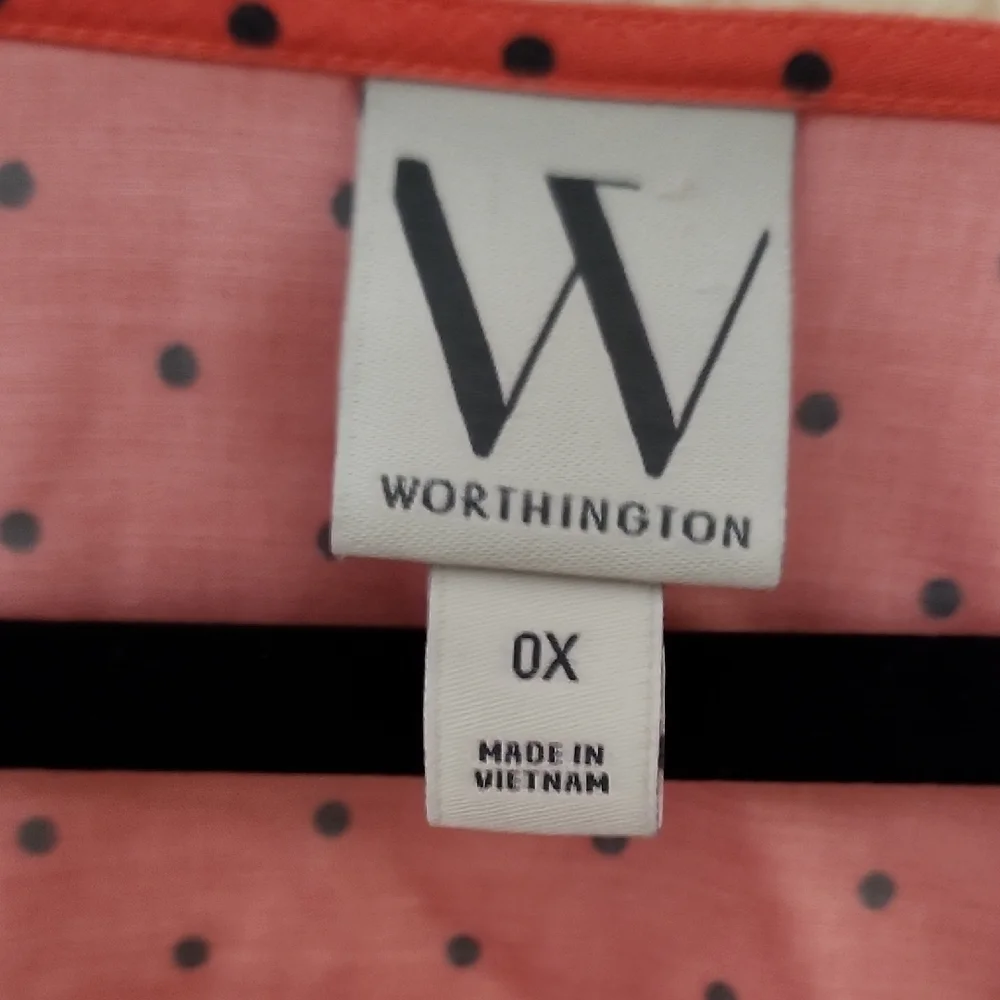 Worthington Pink Ruffled Blouse with Relaxed Fit - Picture 2 of 8
